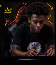 Teen playing a video game